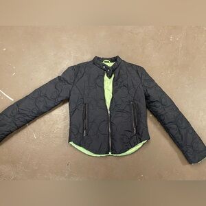 Black Quilted Jacket with Green Lining